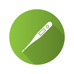 Electronic thermometer flat design long shadow glyph icon