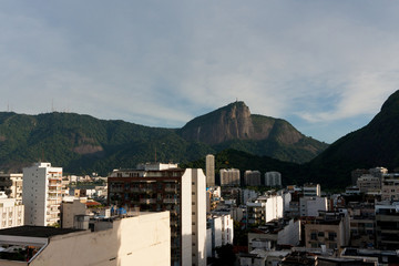 Rio de Janeiro famous district Ipanema Panorama with the Corcovado mounment