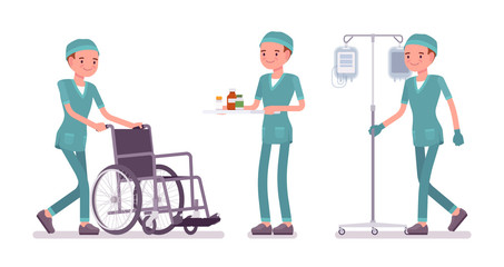 Male nurse doing medical procedure