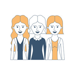 Fototapeta premium women in half body with casual clothes and wavy and short hair in color sections silhouette vector illustration