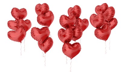 3d rendered red  heart foil balloons