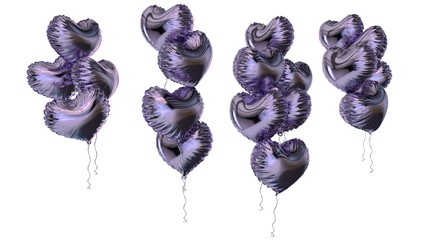 3d rendered heart foil balloons