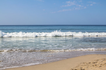 White sand beach and blue sky
