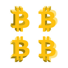 Bitcoin volume logo, flat icons with different sides. Network money symbol