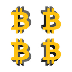 Bitcoin volume logo, flat icons with different sides. Network money symbol