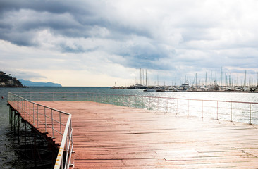 Naklejka premium Cinque Terre Italy embankment. concept of relaxation at sea
