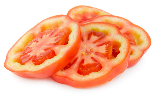 Sliced tomatoes isolated on white