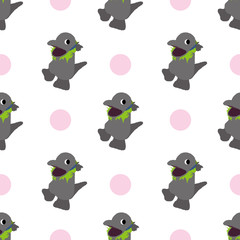 Cute monster background. Seamless pattern.Vector. かわいい怪獣のパターン