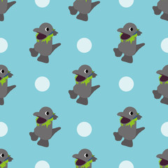 Cute monster background. Seamless pattern.Vector. かわいい怪獣のパターン