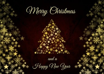 Merry Christmas and a Happy New Year text and Snowflake