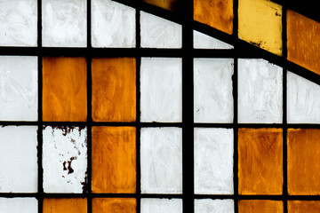 old glass with stain at the window - texture background