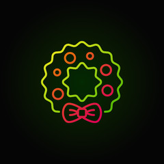 Christmas wreath vector colored line icon on dark background