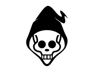 Line Art Skull with Hood Decal Illustration Tattoo Logo 