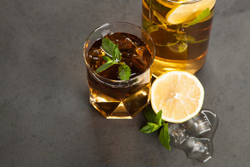 Ice tea with lemon and mint