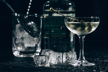cocktail on dark table.