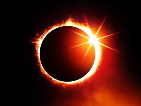 solar eclipse on dark sky