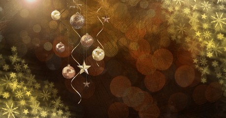 Christmas bauble decorations and Golden Snowflake Christmas