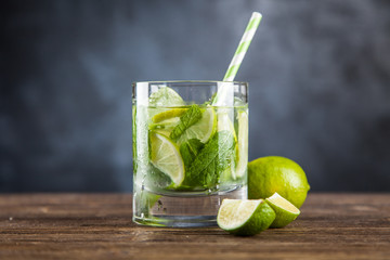Mojito cocktail on dark background