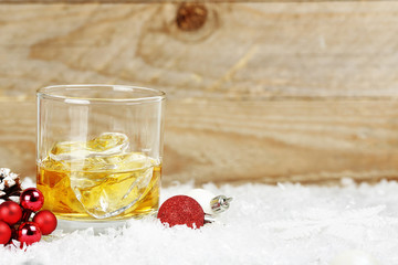 whiskey on snow