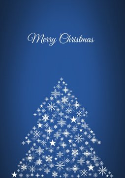 Merry Christmas text and Snowflake Christmas tree pattern shape