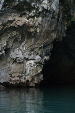 Beautiful stone in blue water at famous kong lor