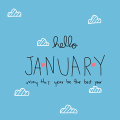 Hello January may this year be the best year word vector illustration doodle style © AmySachar