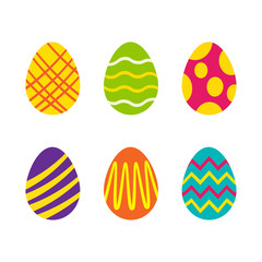Set of Easter eggs with different texture on a white background