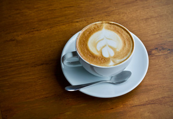 Coffee cup hot on table 