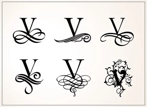 Vintage Set . Capital Letter V for Monograms and Logos. Beautiful Filigree  Font. Victorian Style. Stock Vector | Adobe Stock