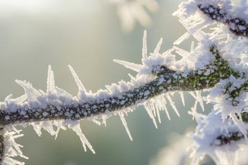 Eiskristalle auf Zweigen