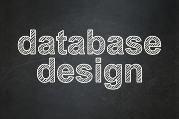 Software concept: text Database Design on Black chalkboard background