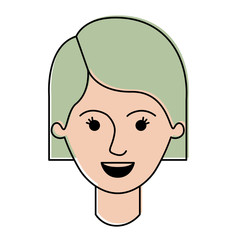female face with short hair in watercolor silhouette vector illustration