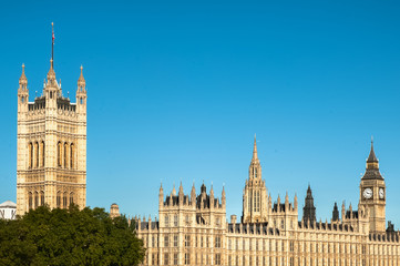 Fototapeta na wymiar Big Ben, England, view against the blue sky