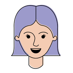 female face with short straight hairstyle in watercolor silhouette vector illustration