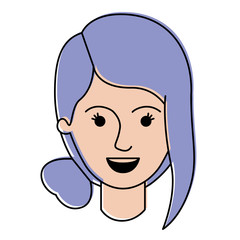 female face with collected hair and fringe in watercolor silhouette vector illustration