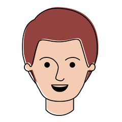 male face with short hair in watercolor silhouette vector illustration