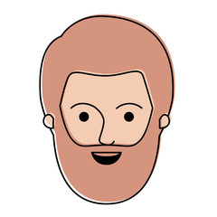 male face with short hair and bearded in watercolor silhouette vector illustration