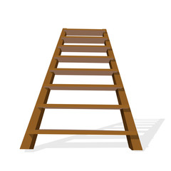 Realistic wooden ladder on a white background. Vector Illustration