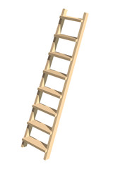 Realistic wooden ladder on a white background. Vector Illustration