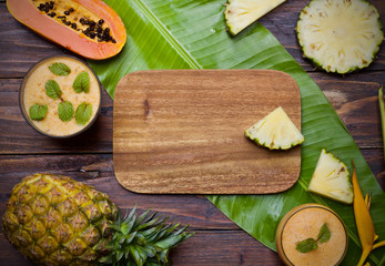 Pineapple juice with papaya Healthy spin smoothie 