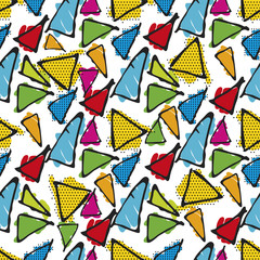 Antonio Gaudi mosaic. Triangle hand drawn vector seamless pattern.