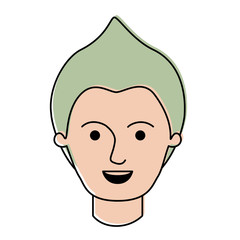 male face with modern hairstyle in watercolor silhouette vector illustration