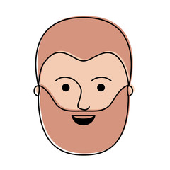 male face with short hair and full beard in watercolor silhouette vector illustration