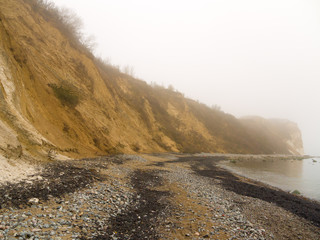 Kap Arkona auf Insel Rügen im Nebel an einem Tag im Winter