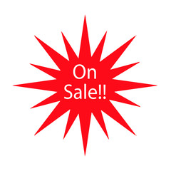 on sale vector logo in red star - seasonal discount shopping