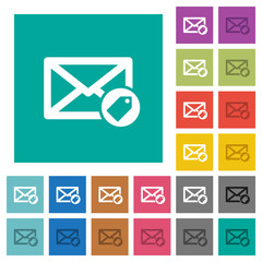 Tagging mail square flat multi colored icons