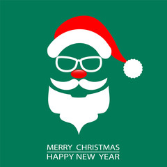 Abstract Christmas Card Santa on Green Background, Stock Vector Illustration