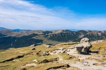Hiking trail The Burned Rock (Piatra Arsa), Caraiman Cross, The Old Women (Babele), Sphinx the Anthropomorphic megalith,  Juniper Valley Bucegi National Park, Carpathians Mountains,  Romania