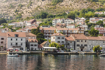 Fototapeta na wymiar view from the sea on the architecture of Montenegro