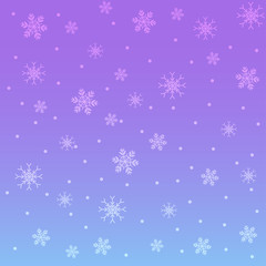 Vector and illustration cute background of snowflake, snowfall and star pattern on pastel purple, blue and pink shading color for Winter, Christmas, New year and Unicorn concept